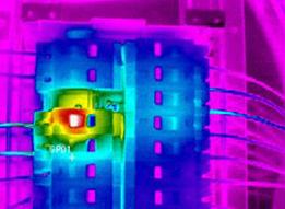 This is an infrared image of an overheating circuit breaker, discovered by Florida Certified Home Inspections during a home inspection.
